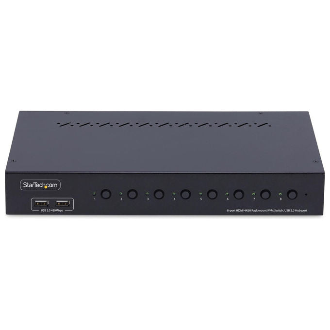 StarTech.com, KVM Switch HDMI, 8 Porte, Kit Rack 1U, 4K 60Hz, Hub USB, Nero