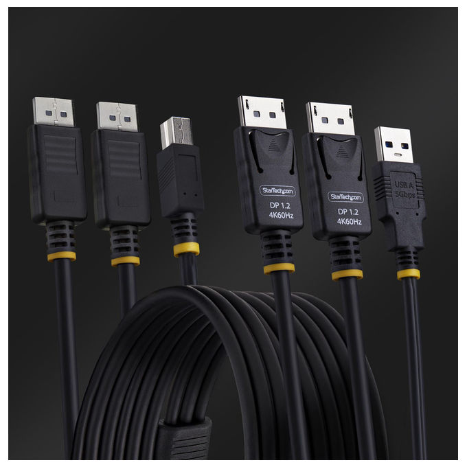 StarTech.com Cavo KVM Doppia Porta DisplayPort USB 5 Gbps 1.8m 4K 60Hz