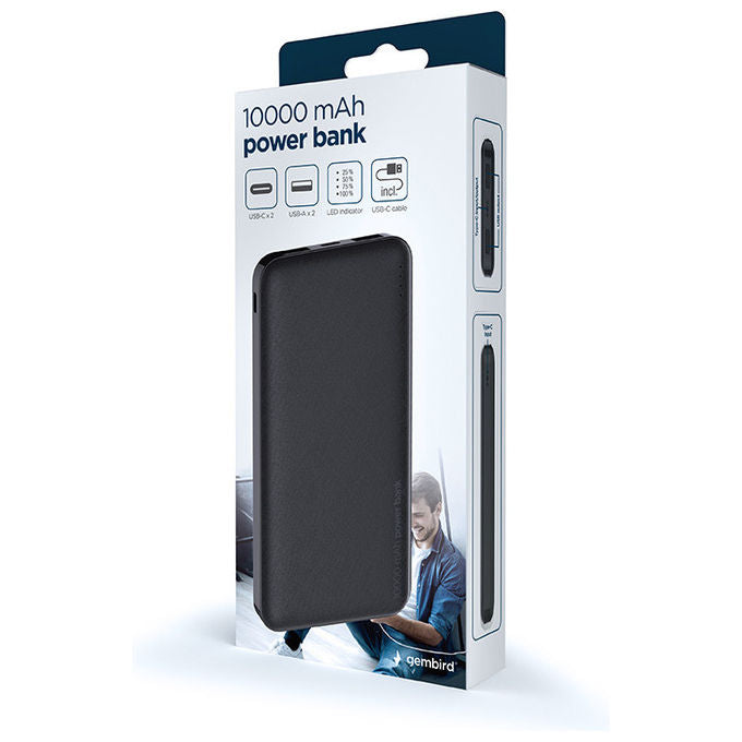 Gembird Power Bank 10000 mAh 2 USB Nero