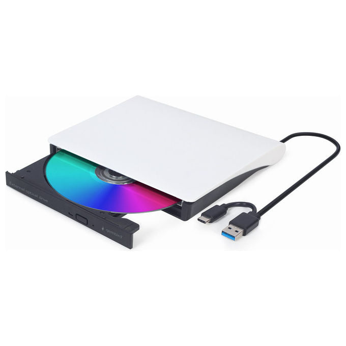 Gembird DVD-USB-03-BW Masterizzatore Esterno DVD±RW USB Type-C Scrittura 24x CD 8x DVD Plug and Play colore Nero Bianco