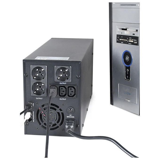 Gembird, Gruppo di Continuita' UPS Line-Interactive, 3 kVA, 1800 W, 6 Prese AC