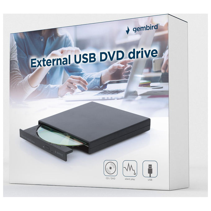 Gembird, DVD±RW Esterno, Nero, Lettore-Masterizzatore CD-DVD, USB 2.0