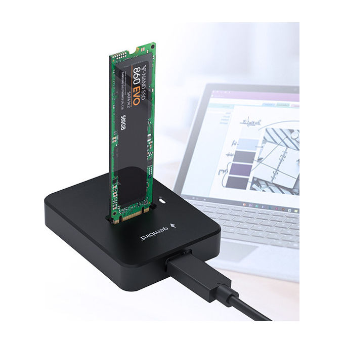 Gembird Docking Station SSD M.2 SATA NVMe USB Type-C Nero