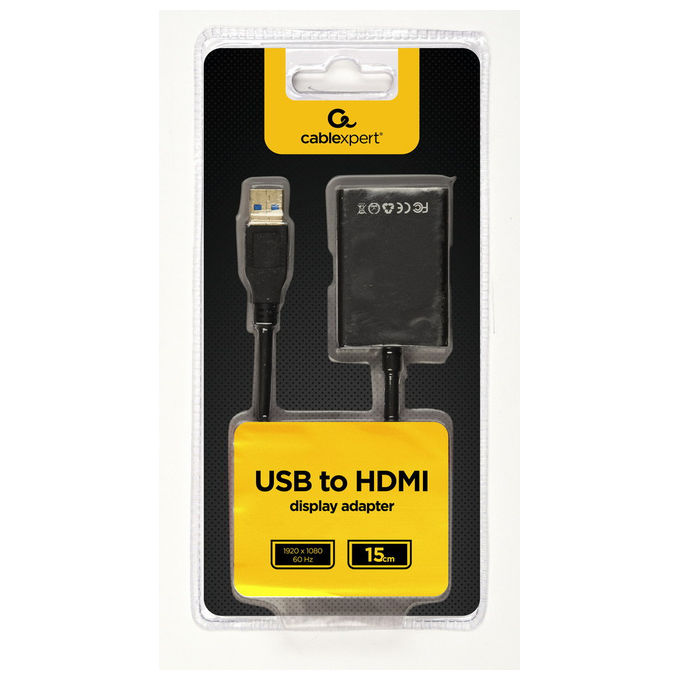 Gembird, Adattatore Grafico USB 3.0 a HDMI, 1920x1080 Pixel, Nero