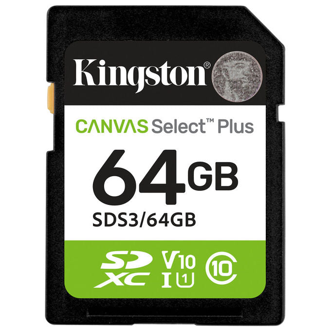 Kingston Technology, Scheda SDXC 64GB, Canvas Select Plus Gen3, 100MB-s, C10 UHS-I U1 V10