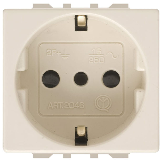 Unel, Presa di Corrente 2 Poli + Terra, Standard P30, IMQ, Compatibile Bticino, Confezione da 10
