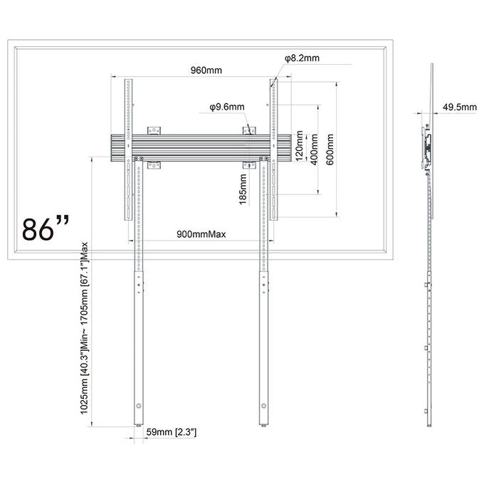 Multibrackets Supporto Display Espositivo 2,18 m, Nero