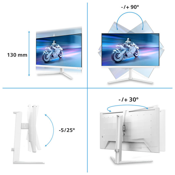 Philips 27M2N5901A Evnia 5000 Monitor Gaming 27'' 4K Ultra HD Fast IPS 320Hz 1ms AMD FreeSync colore Bianco