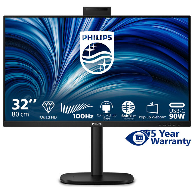 Philips, Monitor PC 32B2U3601H-00, 31.5'' Quad HD, LCD, Nero