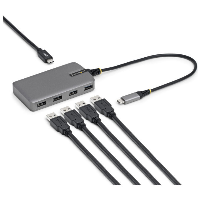 Startech.Com, Hub USB 3.2 Gen 1 Type-C, 4 Porte USB-A, Grigio, in Metallo