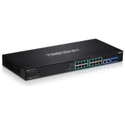 Trendnet, Switch di Rete Gestito Gigabit Ethernet PoE, 18 Porte RJ-45, Nero, Montaggio Rack 1U