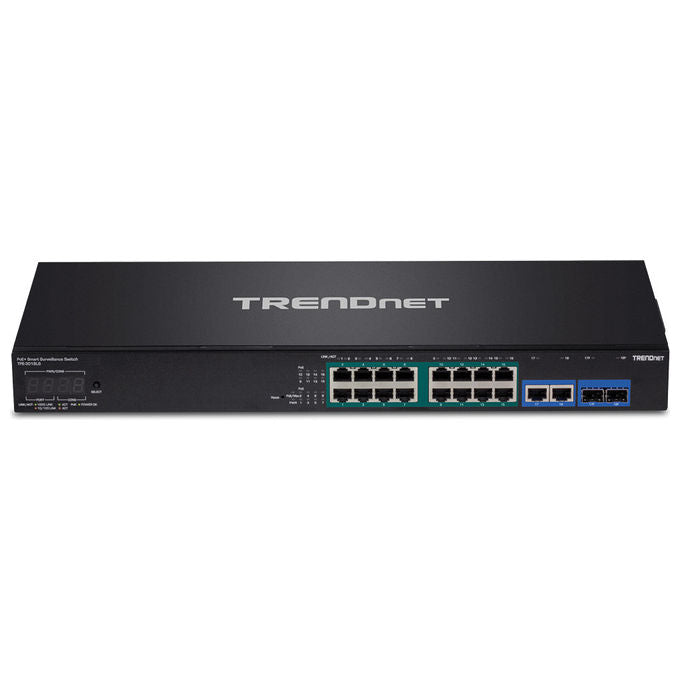 Trendnet, Switch di Rete Gestito Gigabit Ethernet PoE, 18 Porte RJ-45, Nero, Montaggio Rack 1U