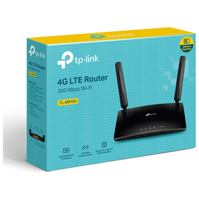 Tp-Link, Router Wireless 4G LTE N300, Fast Ethernet, Banda Singola 2.4 GHz, Nero