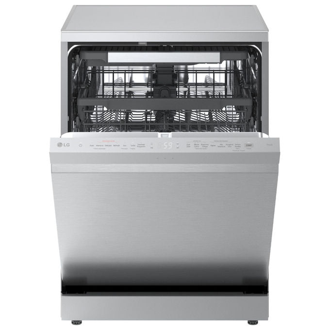 LG DF375HVS Serie 5 Lavastoviglie Libera Installazione 14 coperti Classe A QuadWash TrueSteam Auto-Apertura Wi-Fi 43dB (85x60x60 cm) colore Grigio