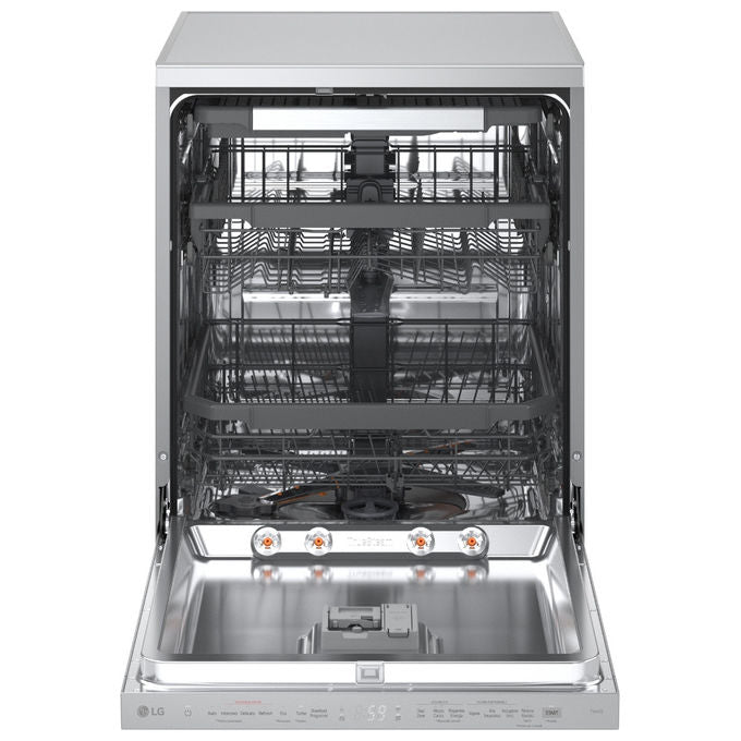 LG DF375HVS Serie 5 Lavastoviglie Libera Installazione 14 coperti Classe A QuadWash TrueSteam Auto-Apertura Wi-Fi 43dB (85x60x60 cm) colore Grigio