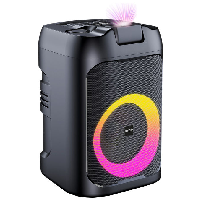 Irradio, Altoparlante da Festa, 60W, Nero, con Microfono Wireless e Laser RGB