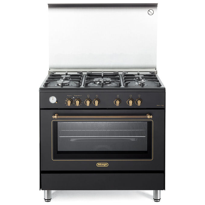 De'Longhi PEMA 965 CSG Country Cucina a Gas 90 cm 5 Fuochi Forno Elettrico Multifunzione 83 L 7 Funzioni Classe A (90x60x85 cm) colore Antracite