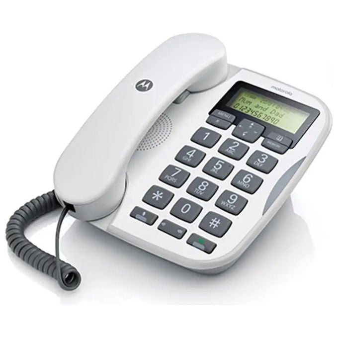 Motorola CT510 Telefono Fisso con Filo Vivavoce Tasti Grandi Display LCD Rubrica 50 Numeri Montaggio a Parete colore Bianco