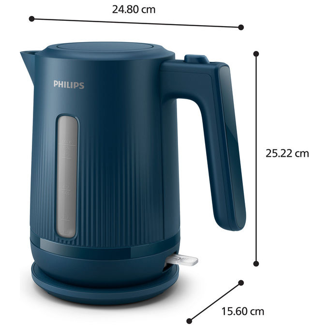Philips, Bollitore Elettrico, 1.7L, 2200W, Blu, Serie 3000 HD9411-70