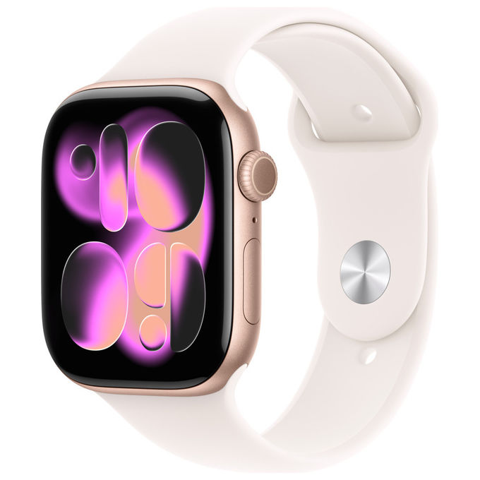 Apple Orologio Serie 11 GPS 46mm Cassa Alluminio Oro Rosa Band Rosa Fard M-L