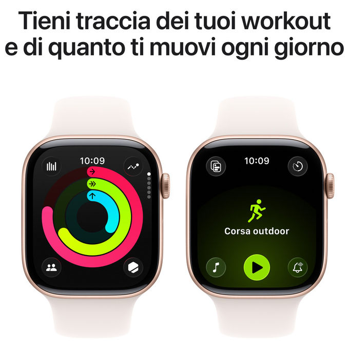 Apple Orologio Serie 11 GPS 46mm Cassa Alluminio Oro Rosa Band Rosa Fard M-L