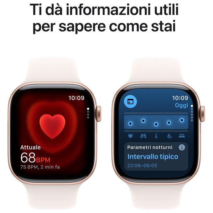 Apple Orologio Serie 11 GPS 46mm Cassa Alluminio Oro Rosa Band Rosa Fard M-L