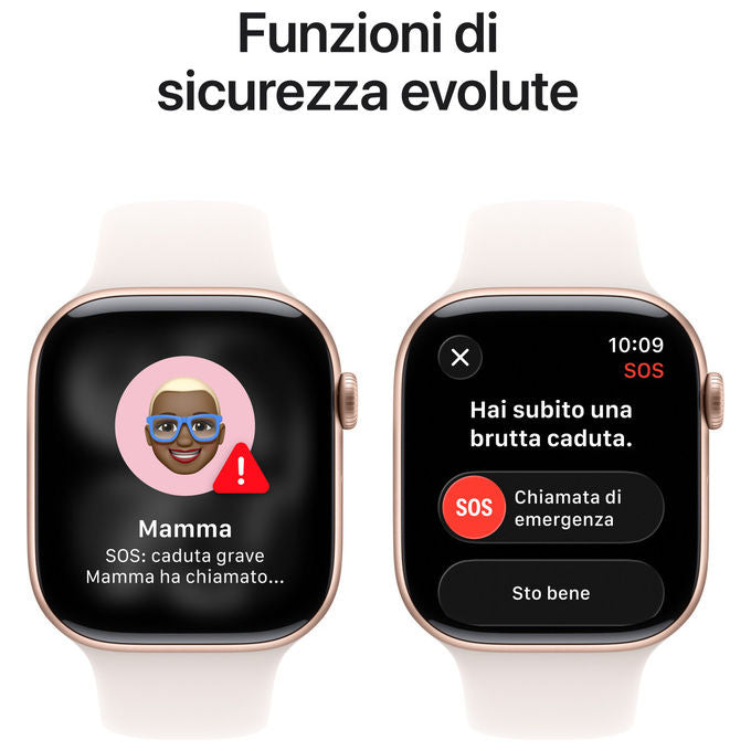 Apple Orologio Serie 11 GPS 46mm Cassa Alluminio Oro Rosa Band Rosa Fard M-L