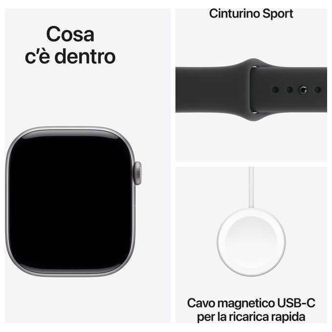 Apple Watch Series 11 46mm GPS + Cellular Alluminio Grigio Siderale Sport Band Nero M-L