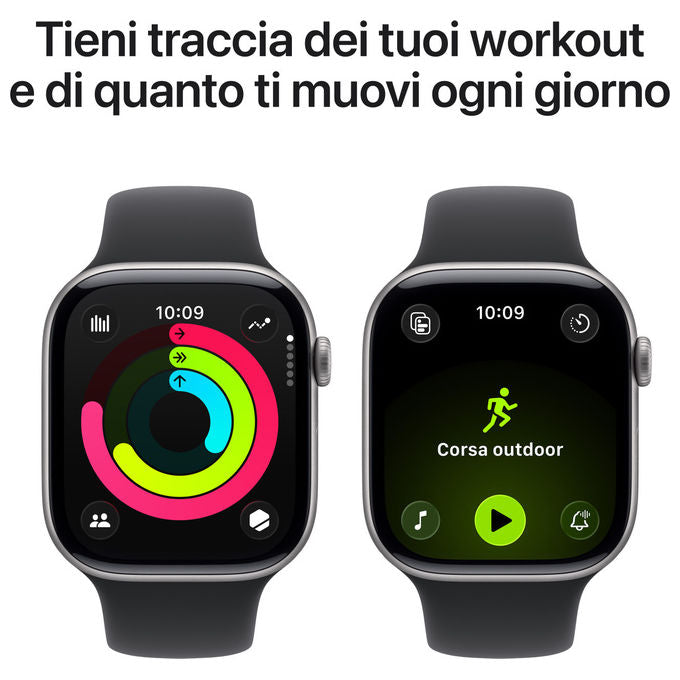 Apple MEV04QL-A Watch Series 11 GPS Alluminio Grigio Siderale Sport Band Nero S-M