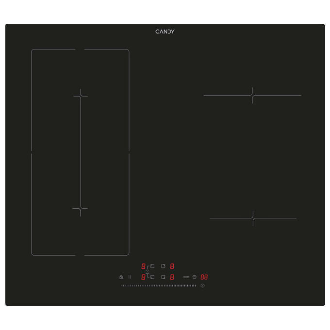 Candy CIES64MCA Moderna Piano cottura a induzione 59 cm 4 zone Touch Boost Zona estendibile colore Nero