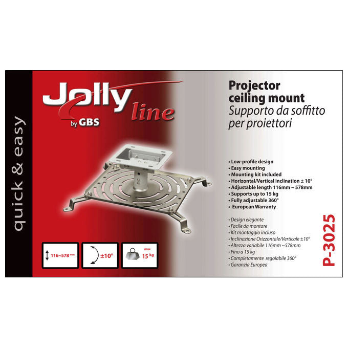 G.B.S. Elettronica, Supporto Proiettore Soffitto, Argento