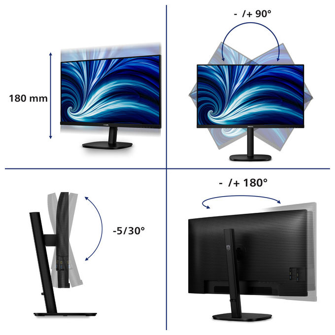 Philips, Monitor PC, 32B2N3500-00, 31.5'' Quad HD LCD, Nero