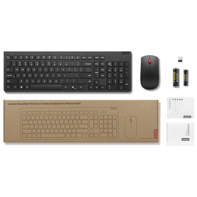 Lenovo 4X31R64473 Essential Gen 2 Kit Tastiera e Mouse Wireless RF 2.4 GHz Layout Italiano Tasto Copilot colore Nero