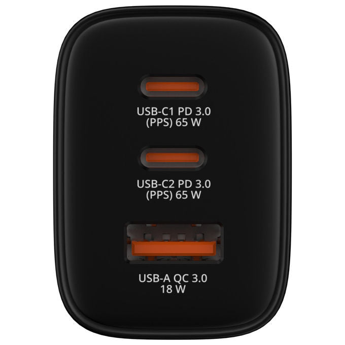 Verbatim Caricabatterie Universale Nero Ricarica Rapida GaN con 2 USB-C e 1 USB-A