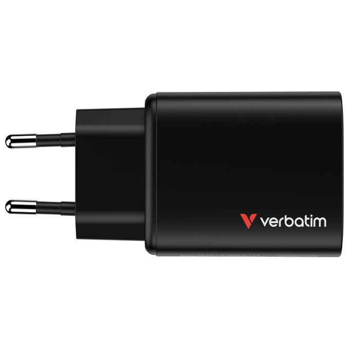Verbatim Caricabatterie Universale Nero Ricarica Rapida GaN con 2 USB-C e 1 USB-A