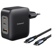 Intenso, Caricabatterie USB-C GaN, 100W, Nero, con Cavo