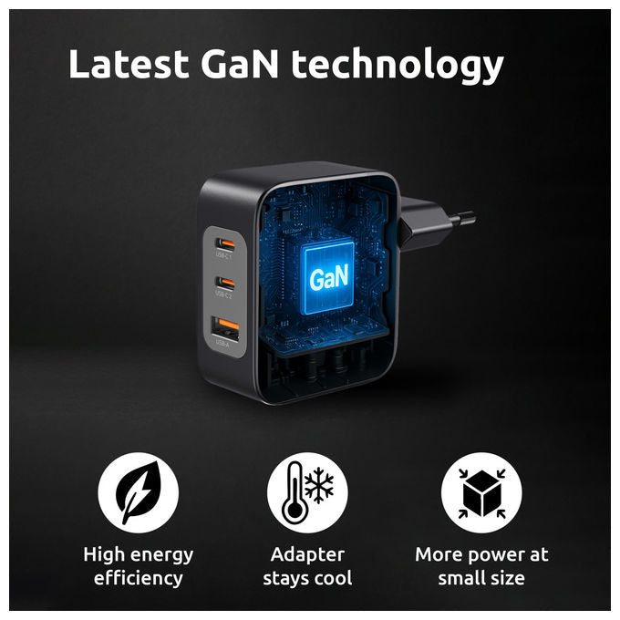 Intenso, Caricabatterie USB-C GaN, 100W, Nero, con Cavo