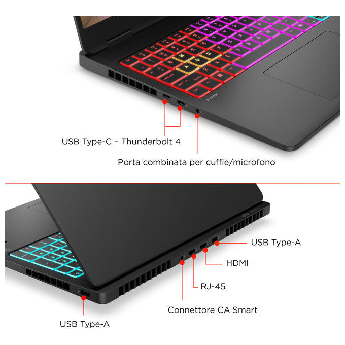 HP OMEN MAX 16-ah0013nl Gaming Laptop Intel Core Ultra 7 255HX 16 GB RAM 1 TB SSD NVIDIA RTX 5070 colore Nero