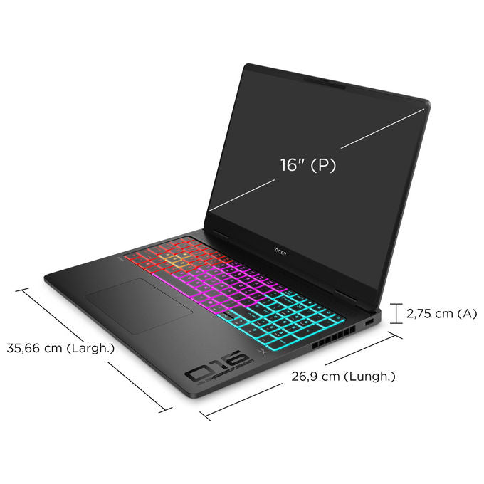 HP OMEN MAX 16-ah0013nl Gaming Laptop Intel Core Ultra 7 255HX 16 GB RAM 1 TB SSD NVIDIA RTX 5070 colore Nero