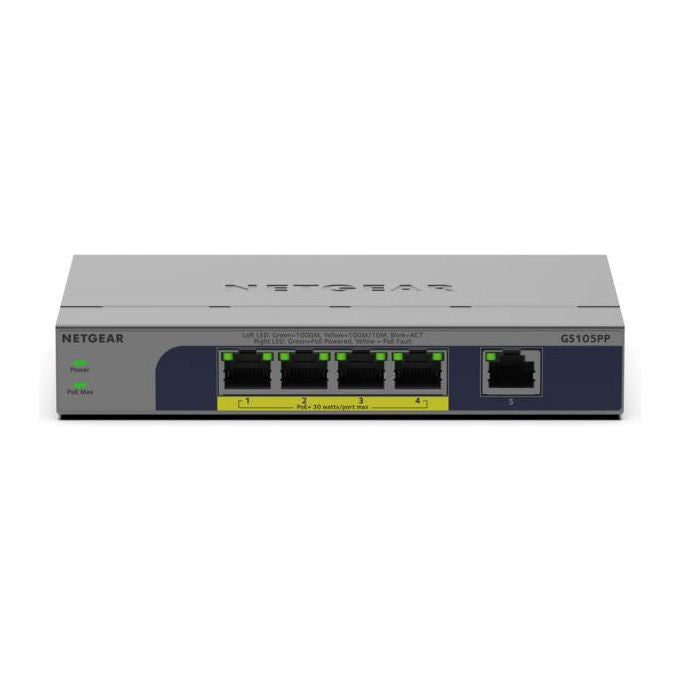 Netgear, Switch Gigabit Ethernet, Non Gestito, 5 Porte, PoE