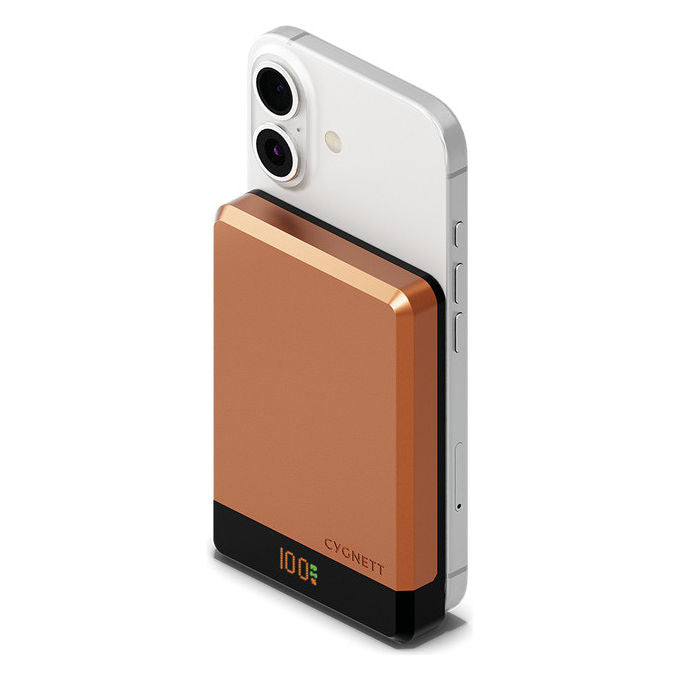 Cygnett CY5645PBCHE MagSlim Power Bank 10000 mAh Ricarica Wireless MagSafe Qi USB-C 20W colore Rame