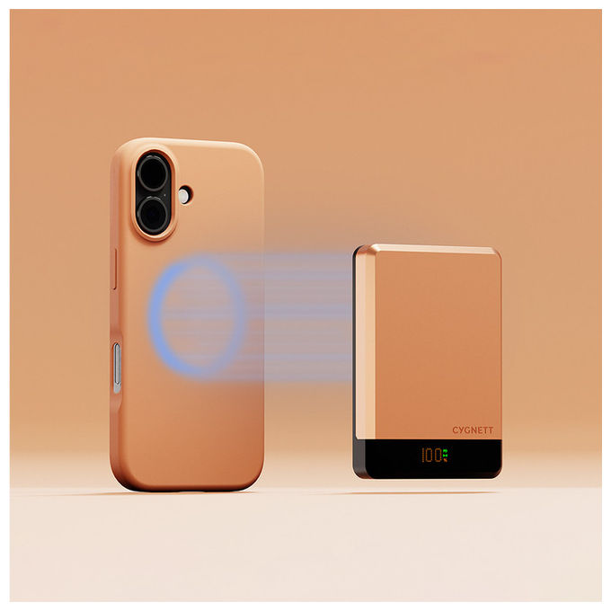 Cygnett CY5645PBCHE MagSlim Power Bank 10000 mAh Ricarica Wireless MagSafe Qi USB-C 20W colore Rame