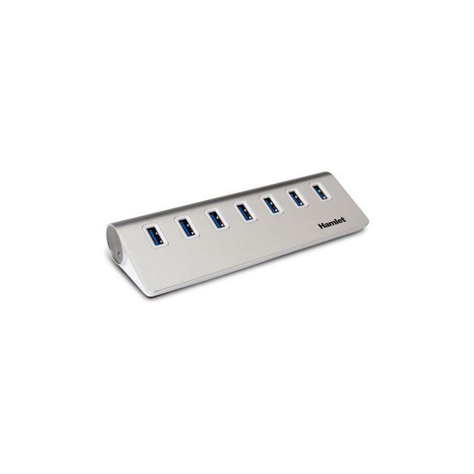 Hamlet, Hub USB 3.0 a 7 Porte in Alluminio, con Adattatore USB-A + USB-C