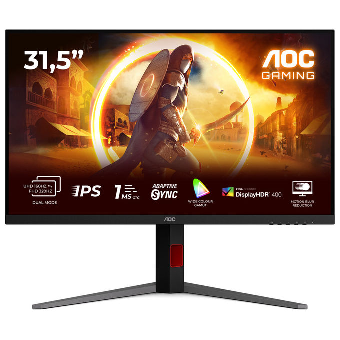 AOC, Monitor PC, 4K Ultra HD, 31.5'', 1 ms, Nero e Rosso