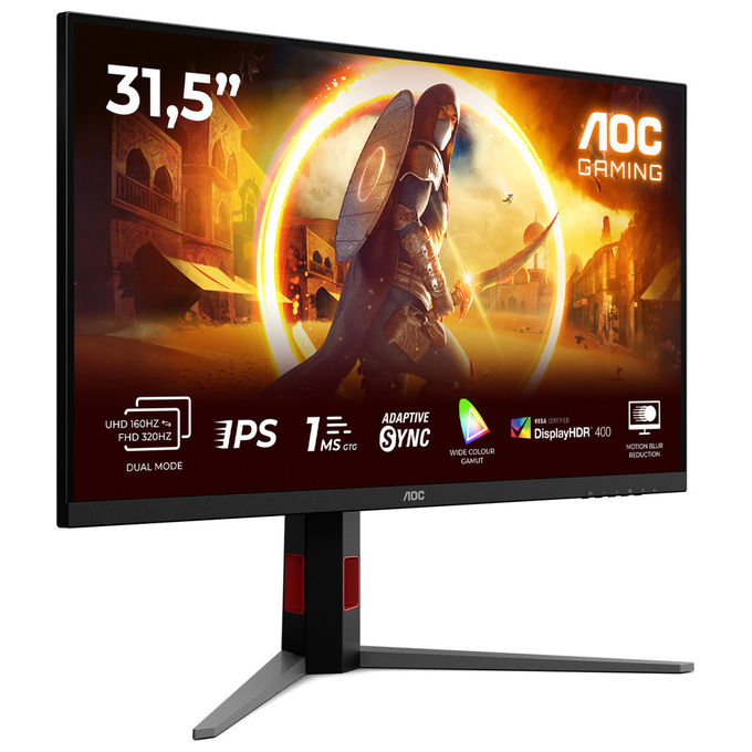 AOC, Monitor PC, 4K Ultra HD, 31.5'', 1 ms, Nero e Rosso