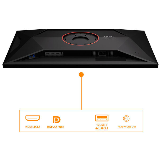 AOC, Monitor PC, 4K Ultra HD, 31.5'', 1 ms, Nero e Rosso