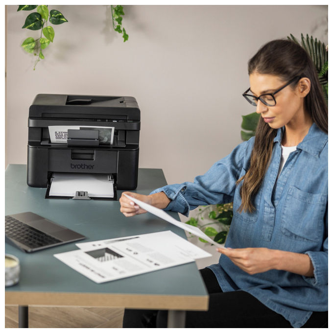 Brother DCP-L1660W Stampante Multifunzione Laser 3 in 1 Mono 20 ppm Wi-Fi Ethernet USB ADF 10 fogli 2400x600 DPI colore Nero