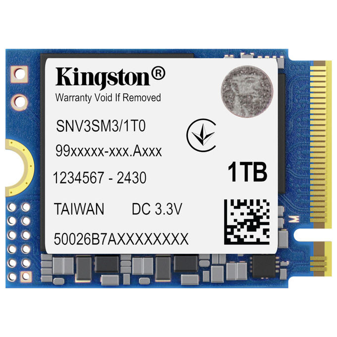 Kingston Technology, SSD NVMe 1TB, NV3 M.2 2230, PCIe 4.0, Per Notebook e Console