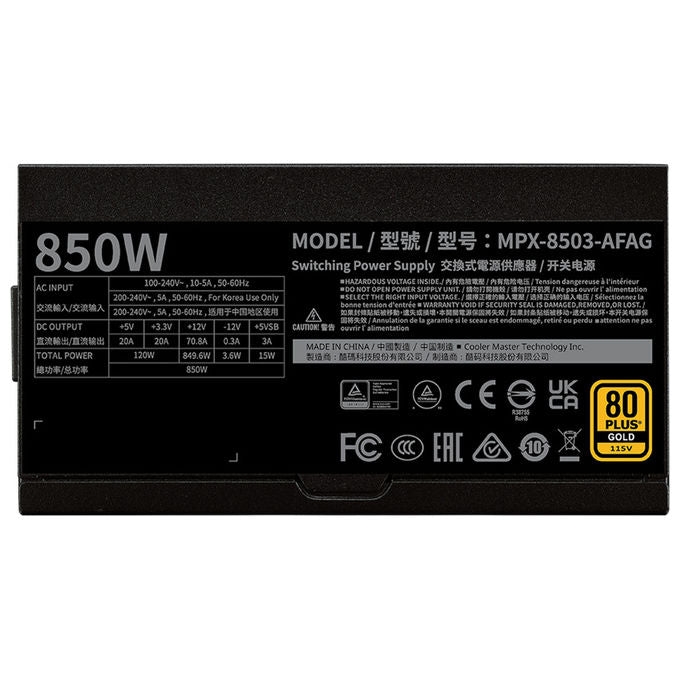 Cooler Master Alimentatore 850W GX II Gold ATX 3.1 Nero