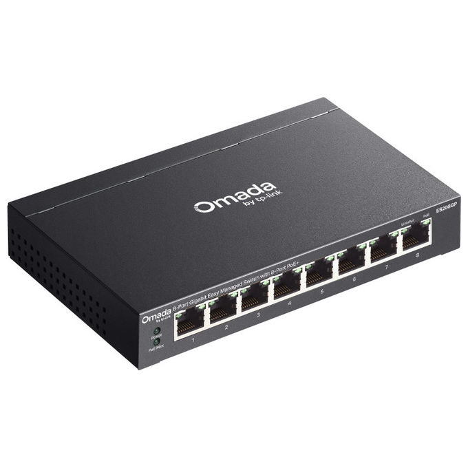 TP-Link ES208GP Omada Switch Gestito L2 8 Porte Gigabit PoE+ 64W 16 Gbps DIN Rail colore Nero